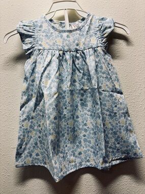 Infant Toddler Children’s Blue Floral Sweet Flutter-Sleeve Dress